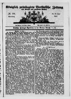 Königlich privilegirte Berlinische Zeitung von Staats- und gelehrten Sachen vom 10.06.1860