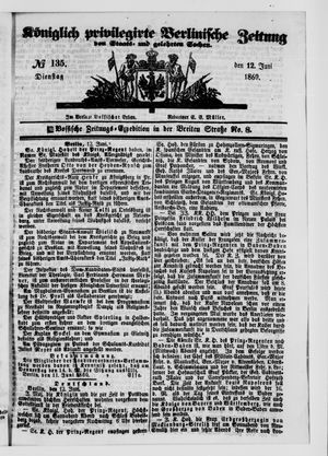 Königlich privilegirte Berlinische Zeitung von Staats- und gelehrten Sachen vom 12.06.1860