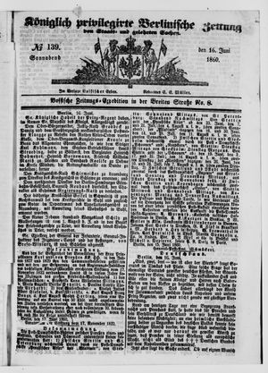 Königlich privilegirte Berlinische Zeitung von Staats- und gelehrten Sachen vom 16.06.1860