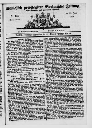 Königlich privilegirte Berlinische Zeitung von Staats- und gelehrten Sachen vom 23.06.1860