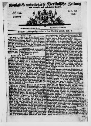 Königlich privilegirte Berlinische Zeitung von Staats- und gelehrten Sachen vom 01.07.1860