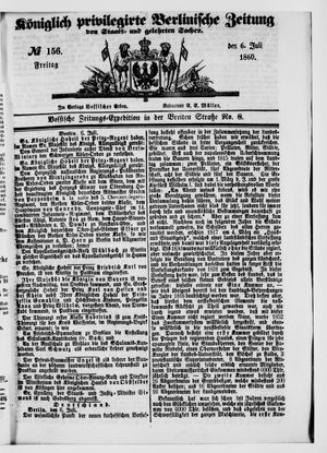 Königlich privilegirte Berlinische Zeitung von Staats- und gelehrten Sachen vom 06.07.1860