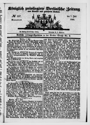 Königlich privilegirte Berlinische Zeitung von Staats- und gelehrten Sachen on Jul 7, 1860