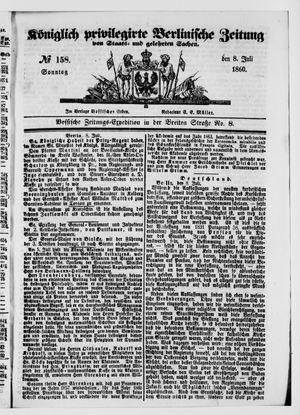 Königlich privilegirte Berlinische Zeitung von Staats- und gelehrten Sachen vom 08.07.1860