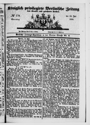 Königlich privilegirte Berlinische Zeitung von Staats- und gelehrten Sachen vom 22.07.1860