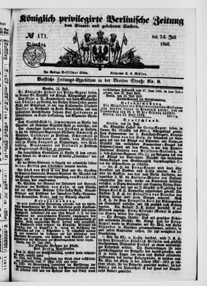 Königlich privilegirte Berlinische Zeitung von Staats- und gelehrten Sachen vom 24.07.1860
