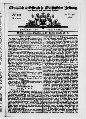 Königlich privilegirte Berlinische Zeitung von Staats- und gelehrten Sachen vom 25.07.1860