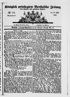 Königlich privilegirte Berlinische Zeitung von Staats- und gelehrten Sachen vom 28.07.1860