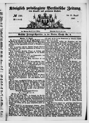 Königlich privilegirte Berlinische Zeitung von Staats- und gelehrten Sachen vom 15.08.1860