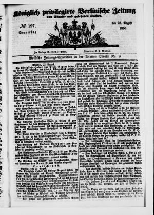 Königlich privilegirte Berlinische Zeitung von Staats- und gelehrten Sachen vom 23.08.1860