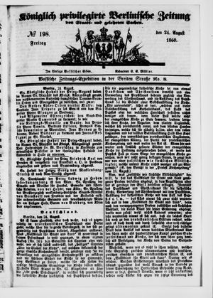 Königlich privilegirte Berlinische Zeitung von Staats- und gelehrten Sachen vom 24.08.1860