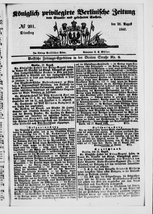 Königlich privilegirte Berlinische Zeitung von Staats- und gelehrten Sachen vom 28.08.1860