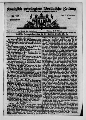 Königlich privilegirte Berlinische Zeitung von Staats- und gelehrten Sachen vom 01.09.1860