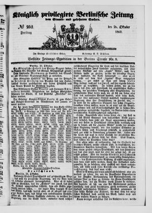 Königlich privilegirte Berlinische Zeitung von Staats- und gelehrten Sachen vom 26.10.1860