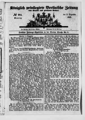 Königlich privilegirte Berlinische Zeitung von Staats- und gelehrten Sachen vom 02.12.1860