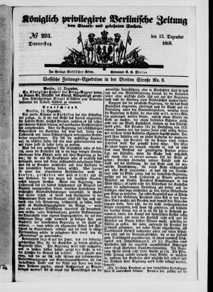 Königlich privilegirte Berlinische Zeitung von Staats- und gelehrten Sachen vom 13.12.1860