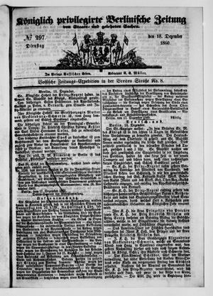 Königlich privilegirte Berlinische Zeitung von Staats- und gelehrten Sachen vom 18.12.1860