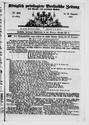 Königlich privilegirte Berlinische Zeitung von Staats- und gelehrten Sachen vom 25.12.1860