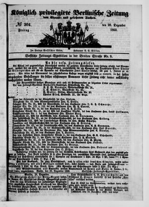 Königlich privilegirte Berlinische Zeitung von Staats- und gelehrten Sachen on Dec 28, 1860