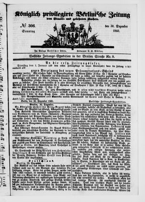 Königlich privilegirte Berlinische Zeitung von Staats- und gelehrten Sachen vom 30.12.1860