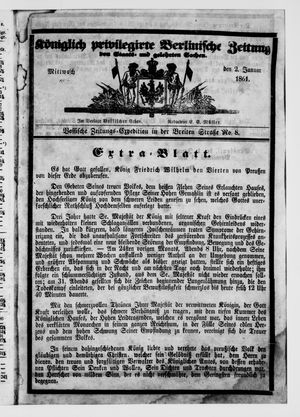 Königlich privilegirte Berlinische Zeitung von Staats- und gelehrten Sachen on Jan 2, 1861