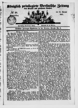 Königlich privilegirte Berlinische Zeitung von Staats- und gelehrten Sachen vom 24.01.1861
