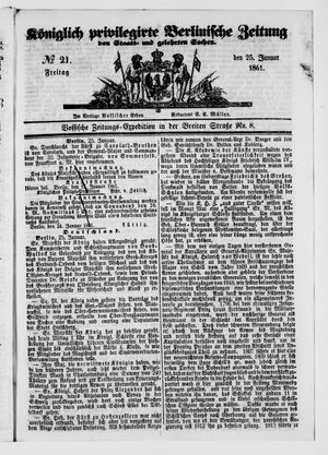 Königlich privilegirte Berlinische Zeitung von Staats- und gelehrten Sachen vom 25.01.1861
