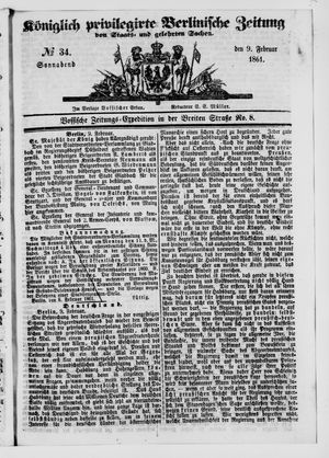 Königlich privilegirte Berlinische Zeitung von Staats- und gelehrten Sachen vom 09.02.1861