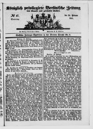 Königlich privilegirte Berlinische Zeitung von Staats- und gelehrten Sachen vom 24.02.1861