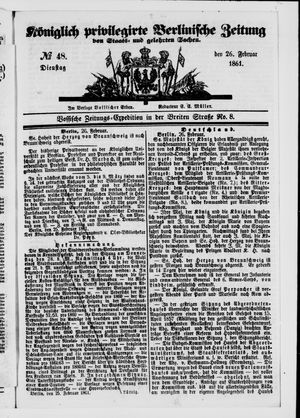 Königlich privilegirte Berlinische Zeitung von Staats- und gelehrten Sachen vom 26.02.1861