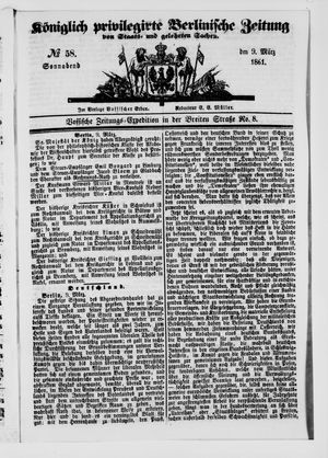Königlich privilegirte Berlinische Zeitung von Staats- und gelehrten Sachen on Mar 9, 1861