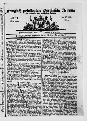 Königlich privilegirte Berlinische Zeitung von Staats- und gelehrten Sachen vom 27.03.1861