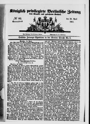 Königlich privilegirte Berlinische Zeitung von Staats- und gelehrten Sachen vom 20.04.1861