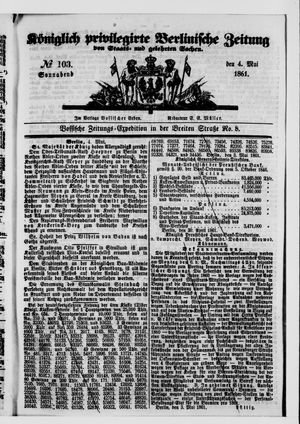 Königlich privilegirte Berlinische Zeitung von Staats- und gelehrten Sachen vom 04.05.1861