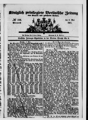 Königlich privilegirte Berlinische Zeitung von Staats- und gelehrten Sachen on May 8, 1861