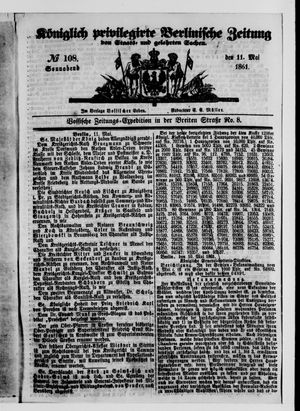 Königlich privilegirte Berlinische Zeitung von Staats- und gelehrten Sachen on May 11, 1861