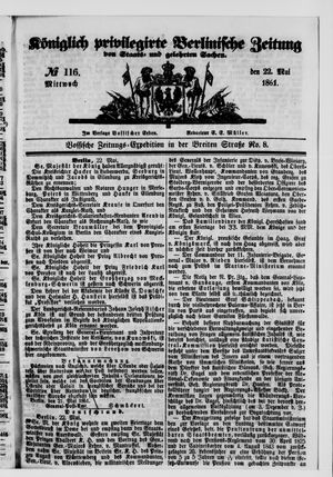 Königlich privilegirte Berlinische Zeitung von Staats- und gelehrten Sachen on May 22, 1861