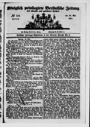 Königlich privilegirte Berlinische Zeitung von Staats- und gelehrten Sachen vom 24.05.1861