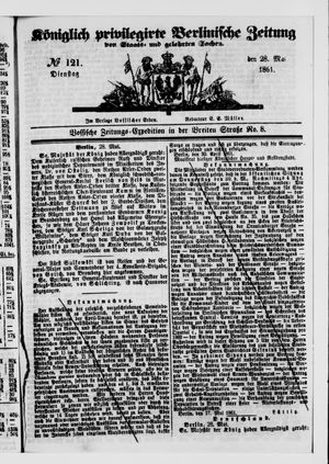 Königlich privilegirte Berlinische Zeitung von Staats- und gelehrten Sachen on May 28, 1861