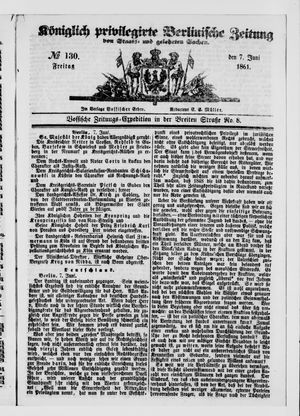 Königlich privilegirte Berlinische Zeitung von Staats- und gelehrten Sachen vom 07.06.1861