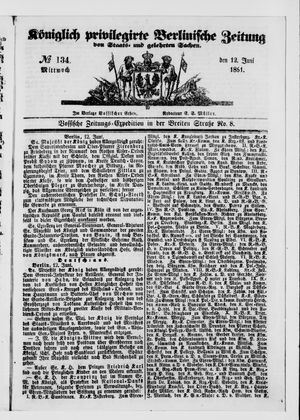 Königlich privilegirte Berlinische Zeitung von Staats- und gelehrten Sachen vom 12.06.1861