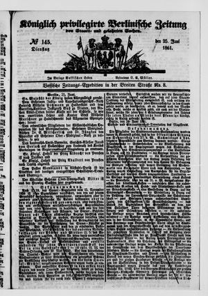 Königlich privilegirte Berlinische Zeitung von Staats- und gelehrten Sachen vom 25.06.1861
