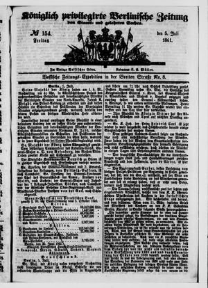 Königlich privilegirte Berlinische Zeitung von Staats- und gelehrten Sachen vom 05.07.1861
