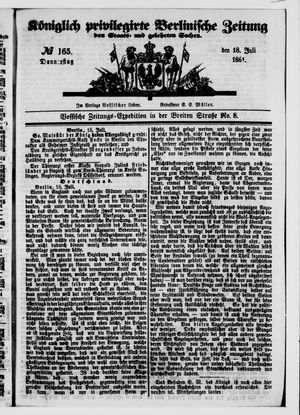 Königlich privilegirte Berlinische Zeitung von Staats- und gelehrten Sachen vom 18.07.1861
