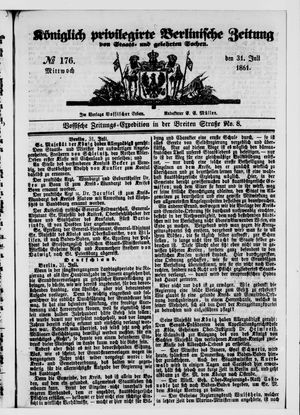 Königlich privilegirte Berlinische Zeitung von Staats- und gelehrten Sachen vom 31.07.1861