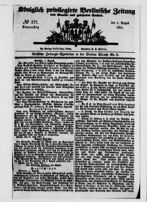 Königlich privilegirte Berlinische Zeitung von Staats- und gelehrten Sachen vom 01.08.1861