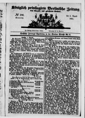 Königlich privilegirte Berlinische Zeitung von Staats- und gelehrten Sachen on Aug 4, 1861