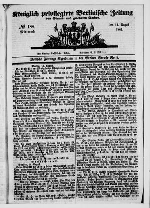 Königlich privilegirte Berlinische Zeitung von Staats- und gelehrten Sachen vom 14.08.1861