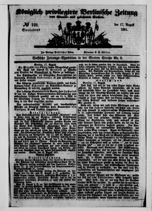 Königlich privilegirte Berlinische Zeitung von Staats- und gelehrten Sachen on Aug 17, 1861