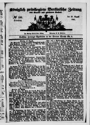 Königlich privilegirte Berlinische Zeitung von Staats- und gelehrten Sachen vom 20.08.1861
